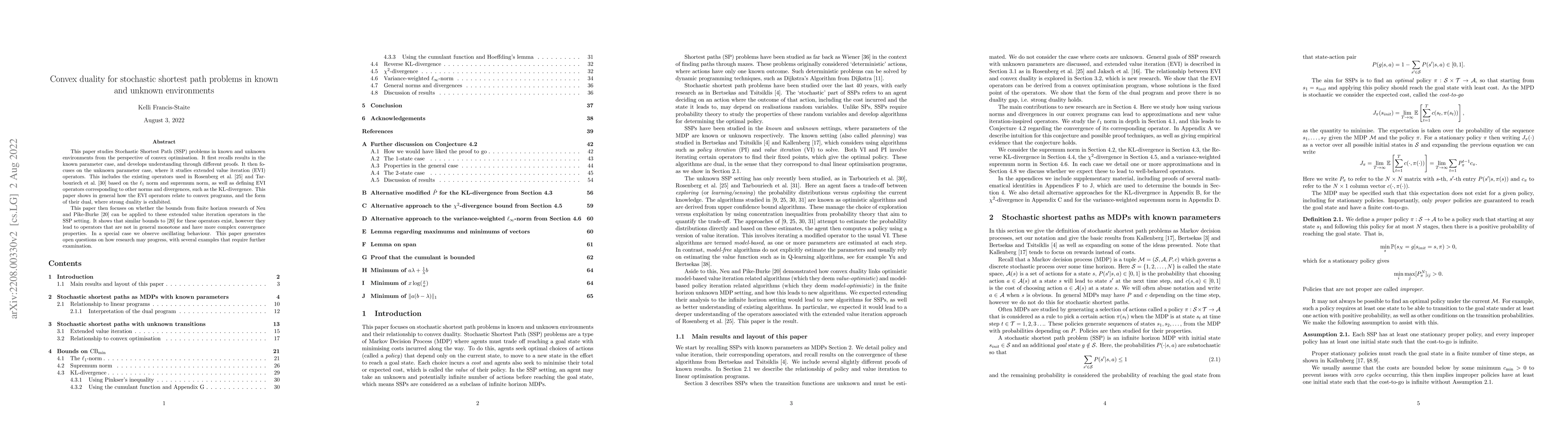 Thumbnail for Convex duality for stochastic shortest path problems in known and
  unknown environments