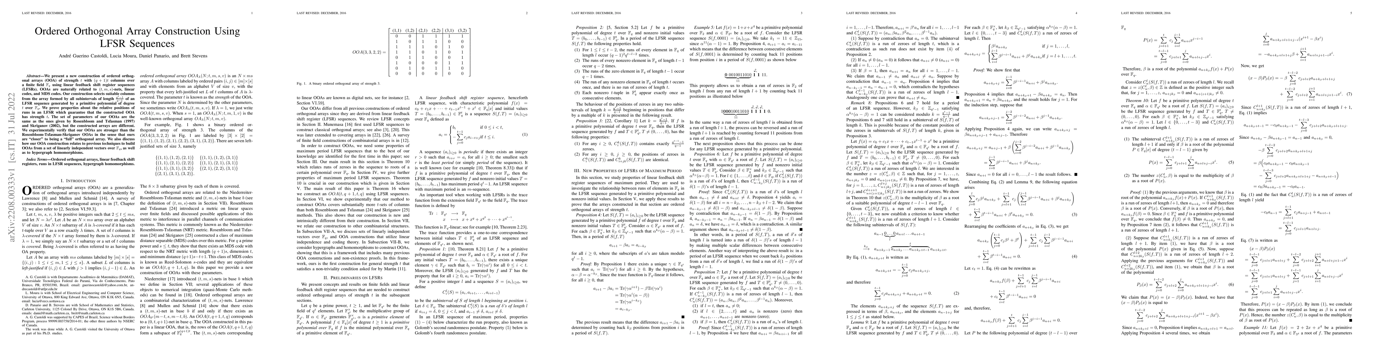 Thumbnail for Ordered Orthogonal Array Construction Using LFSR Sequences