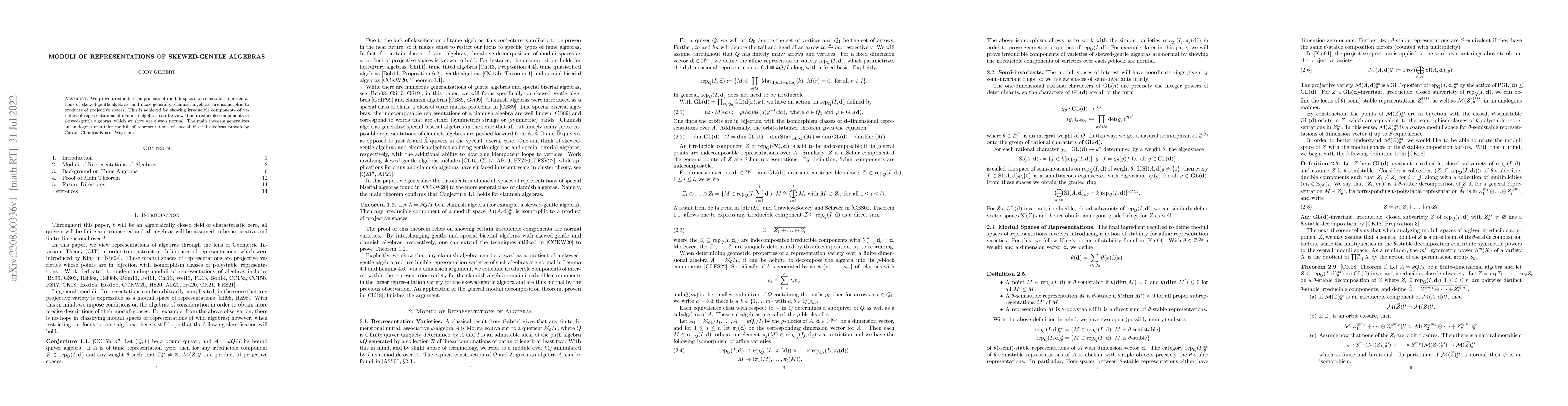 Thumbnail for Moduli of Representations of Skewed-Gentle Algebras