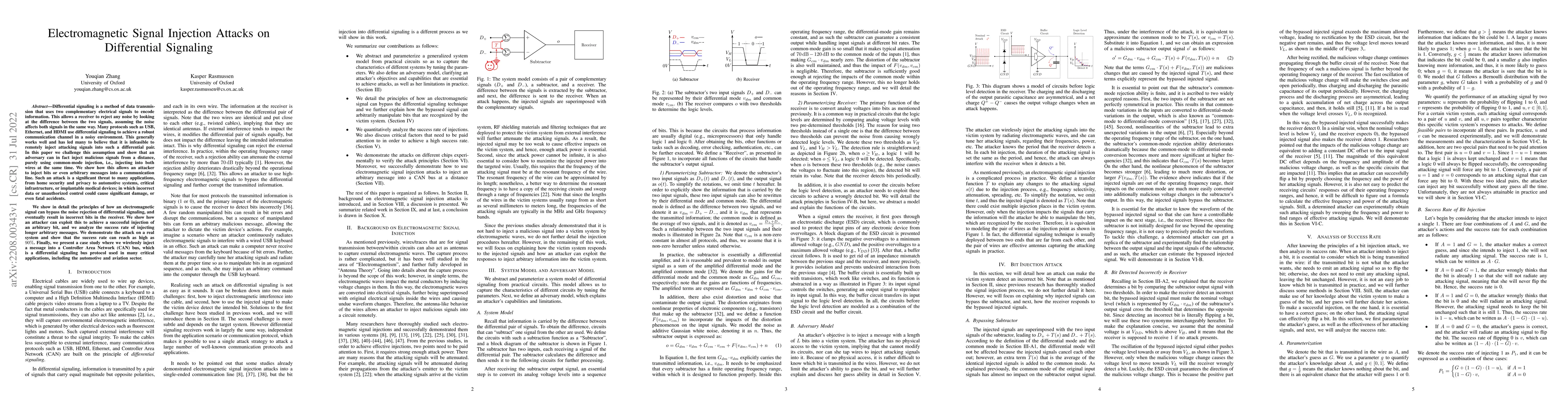 Thumbnail for Electromagnetic Signal Injection Attacks on Differential Signaling