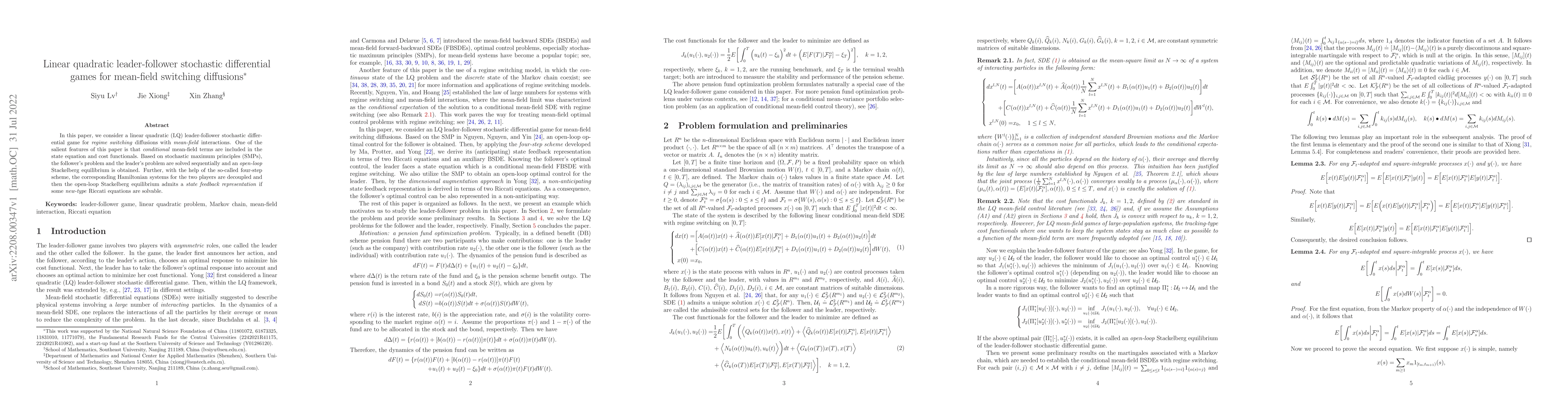 Thumbnail for Linear quadratic leader-follower stochastic differential games for
  mean-field switching diffusions