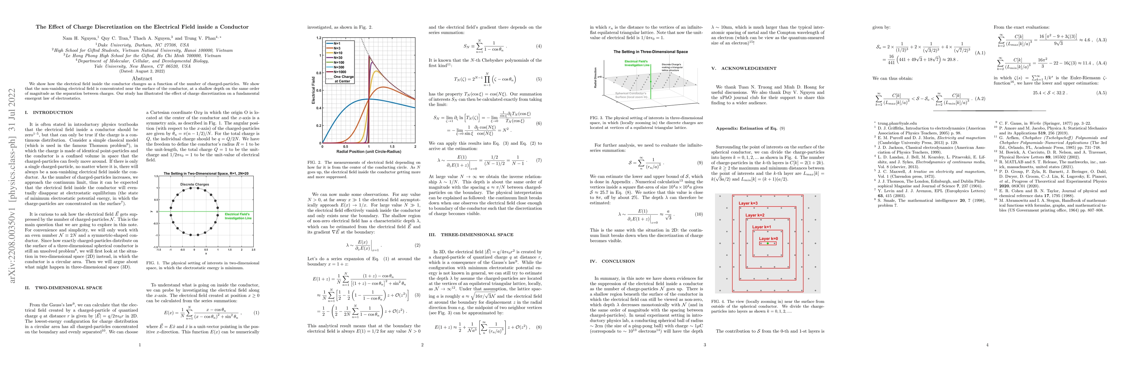 Thumbnail for The Effect of Charge Discretization on the Electrical Field inside a
  Conductor