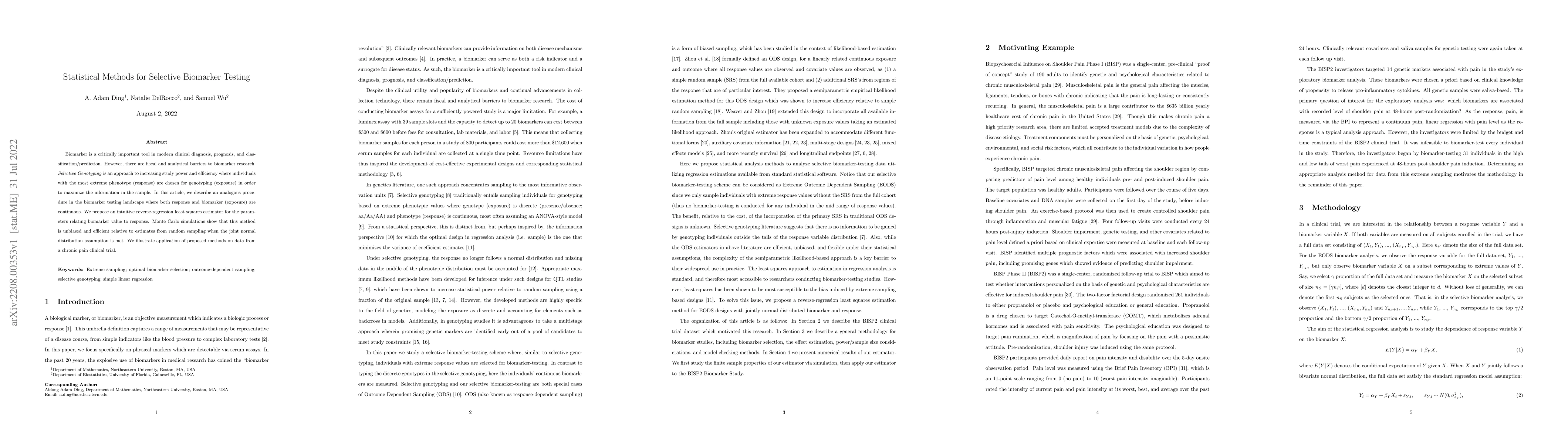 Thumbnail for Statistical Methods for Selective Biomarker Testing