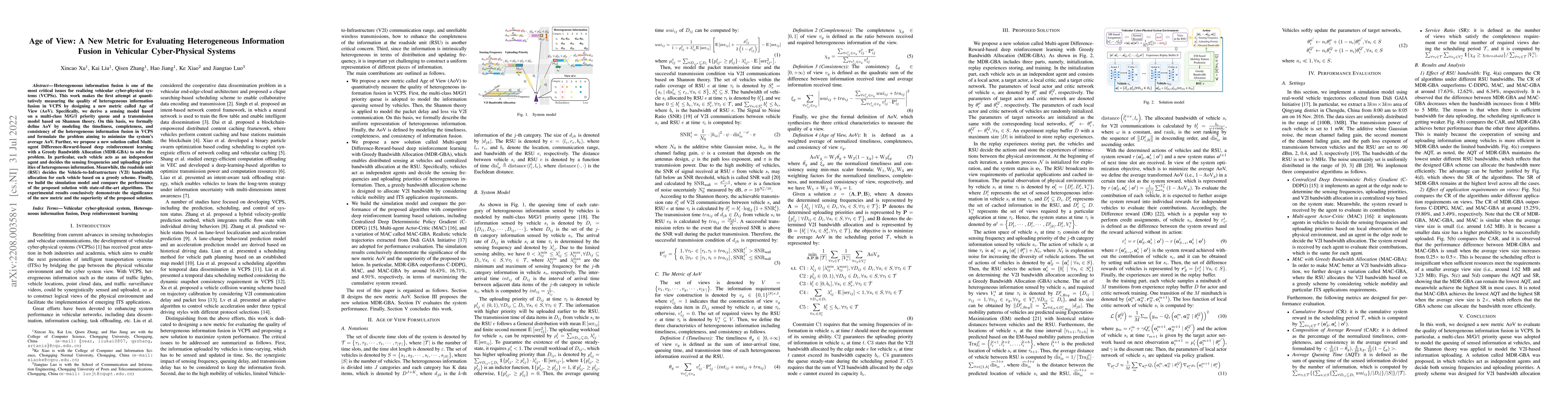 Thumbnail for Age of View: A New Metric for Evaluating Heterogeneous Information
  Fusion in Vehicular Cyber-Physical Systems