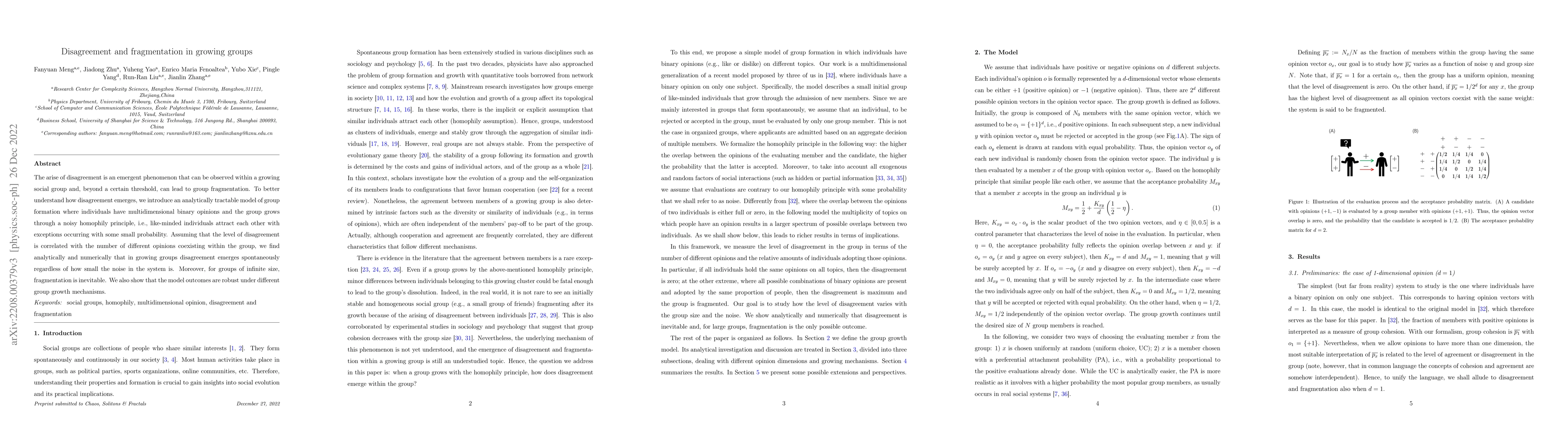Thumbnail for Disagreement and fragmentation in growing groups
