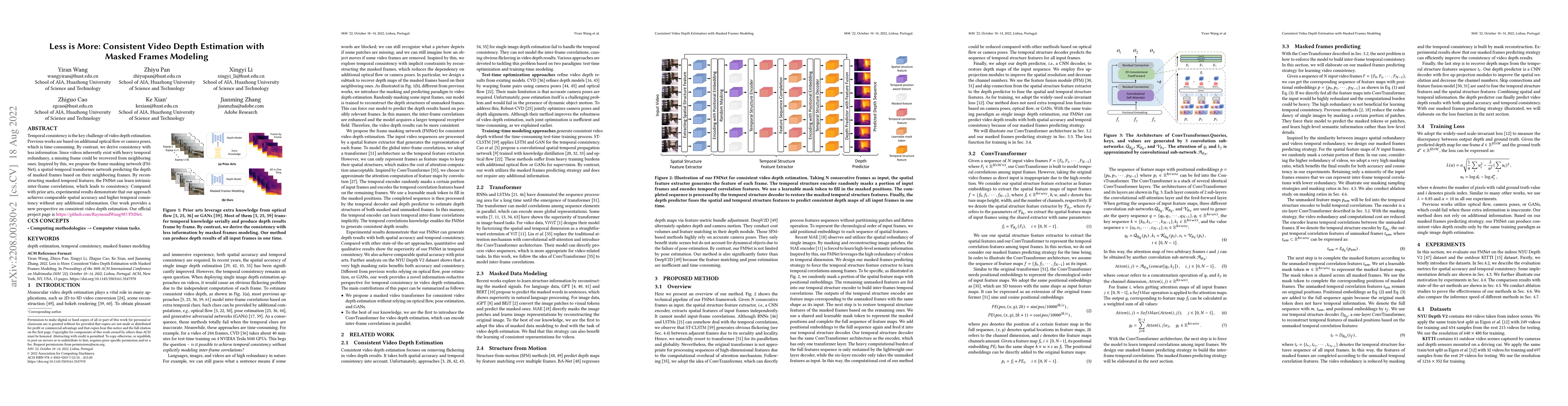 Thumbnail for Less is More: Consistent Video Depth Estimation with Masked Frames
  Modeling