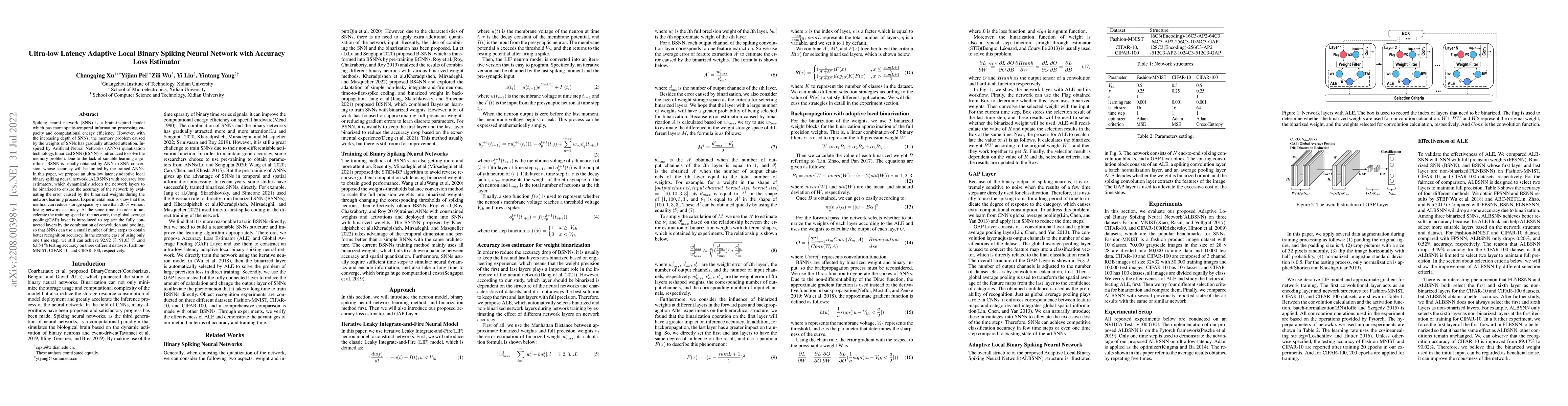 Thumbnail for Ultra-low Latency Adaptive Local Binary Spiking Neural Network with
  Accuracy Loss Estimator
