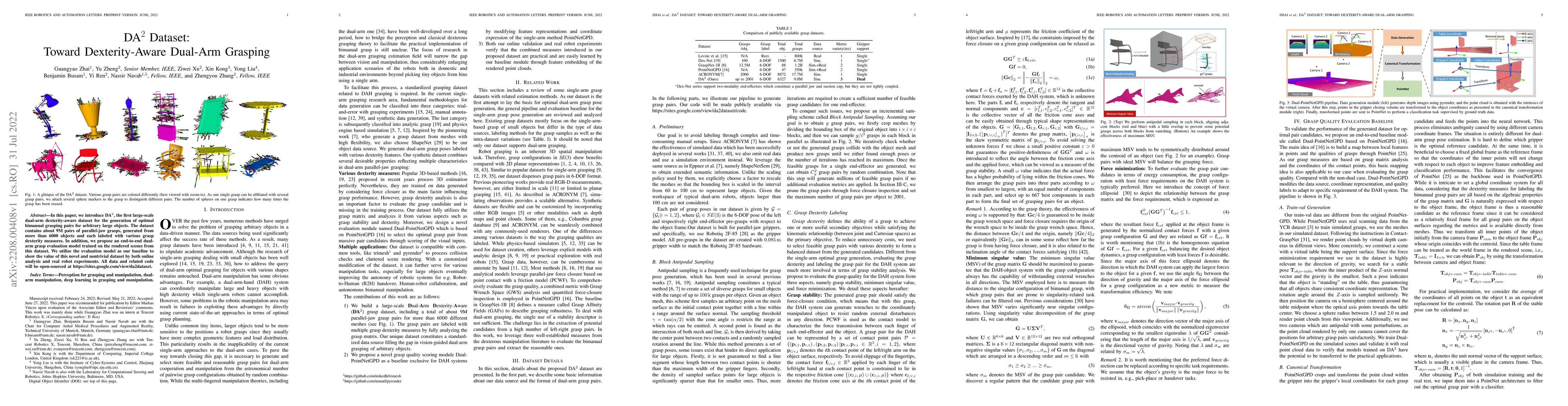 Thumbnail for DA$^2$ Dataset: Toward Dexterity-Aware Dual-Arm Grasping