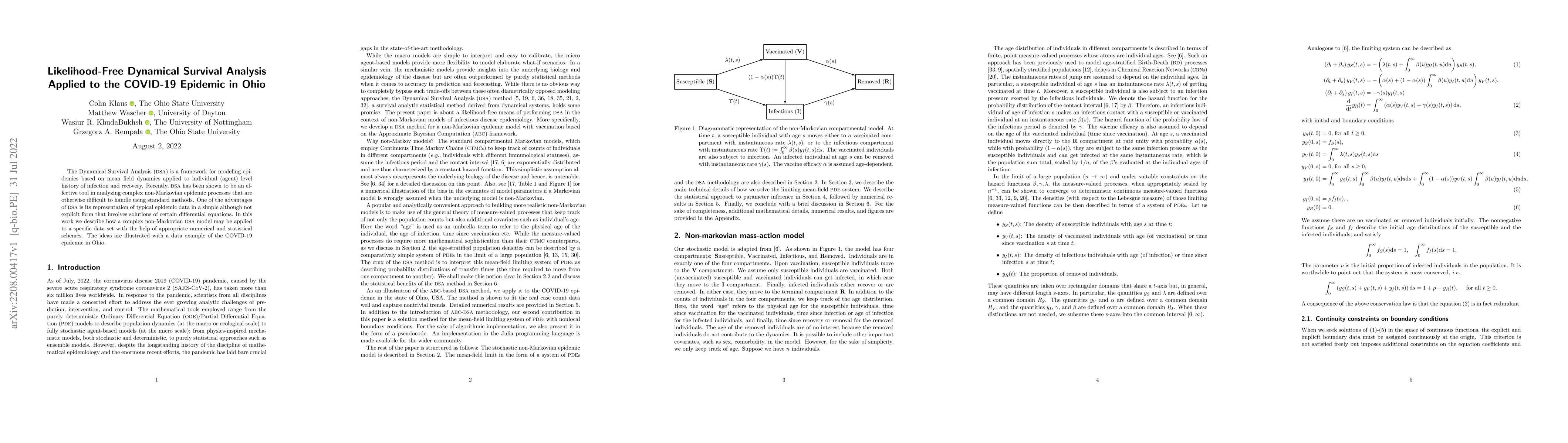 Thumbnail for Likelihood-Free Dynamical Survival Analysis Applied to the COVID-19
  Epidemic in Ohio