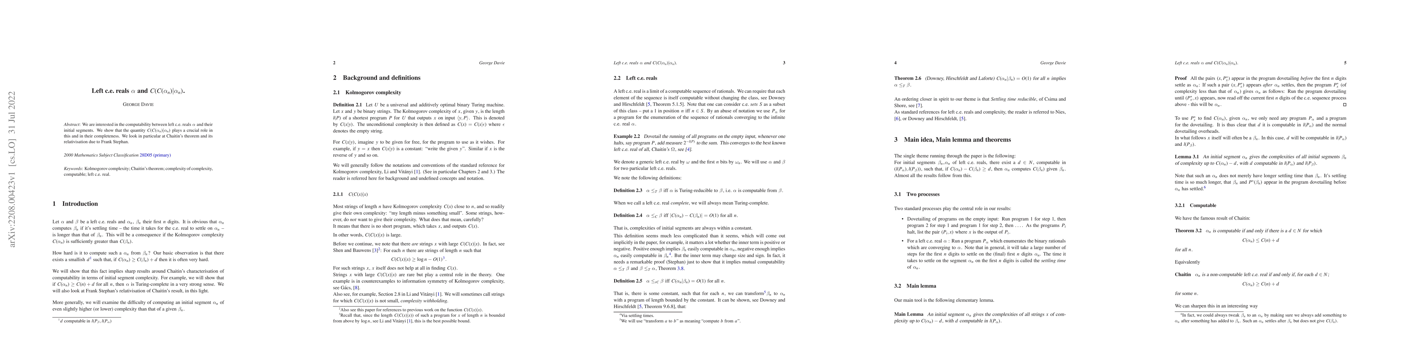 Thumbnail for Left computably enumerable reals and initial segment complexity