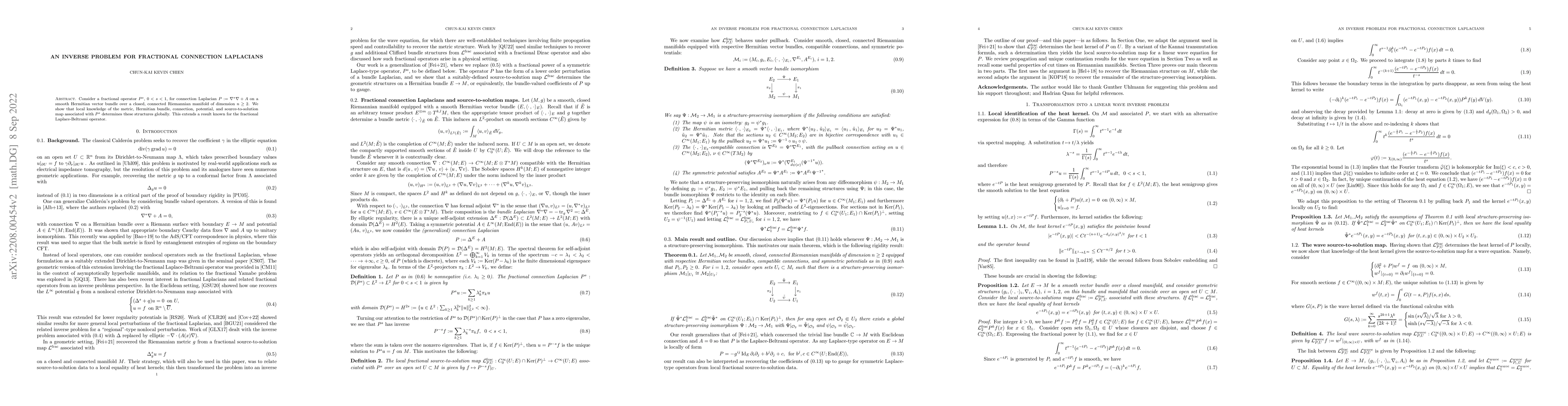 Thumbnail for An inverse problem for fractional connection Laplacians