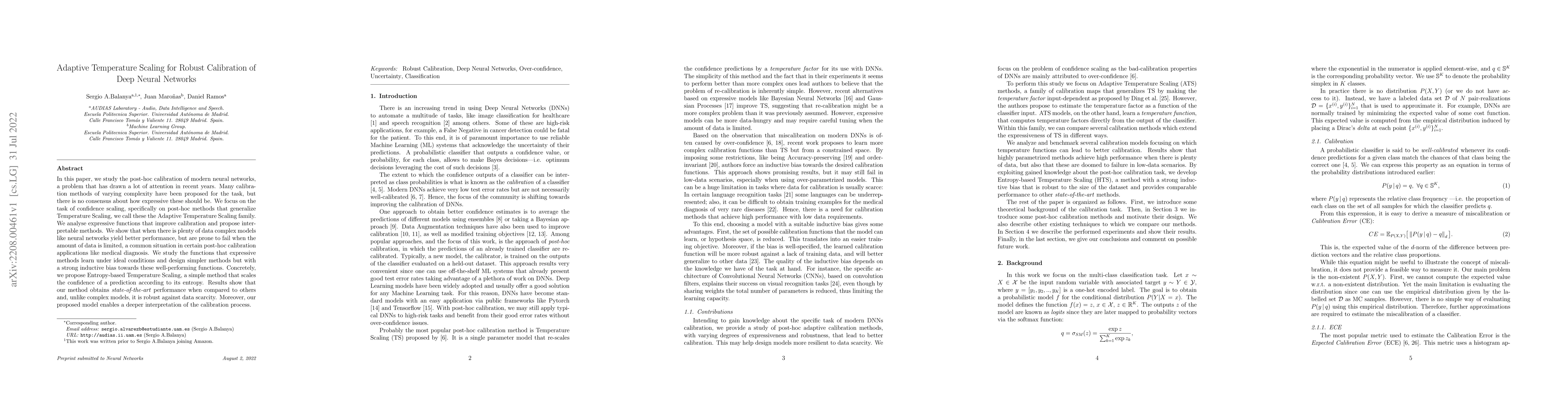 Thumbnail for Adaptive Temperature Scaling for Robust Calibration of Deep Neural
  Networks
