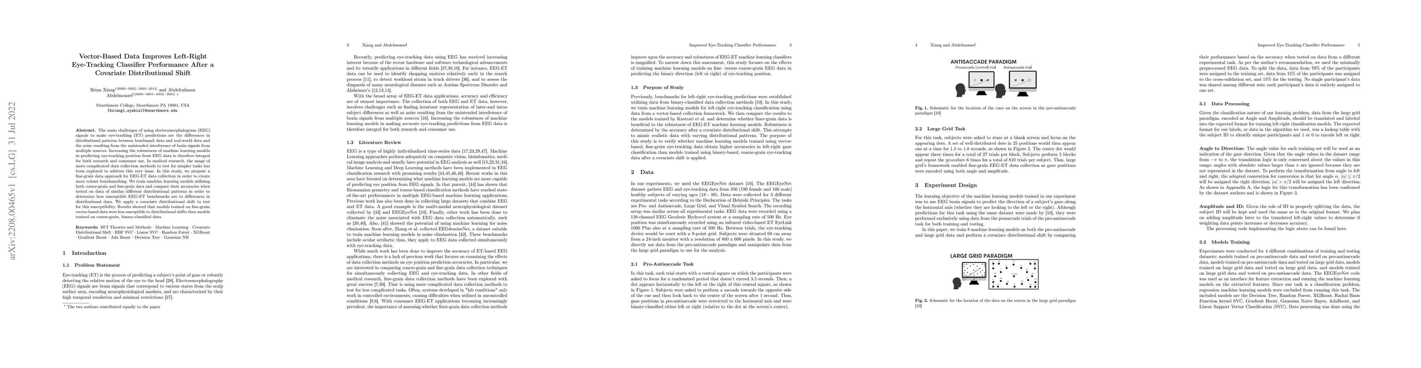 Thumbnail for Vector-Based Data Improves Left-Right Eye-Tracking Classifier
  Performance After a Covariate Distributional Shift
