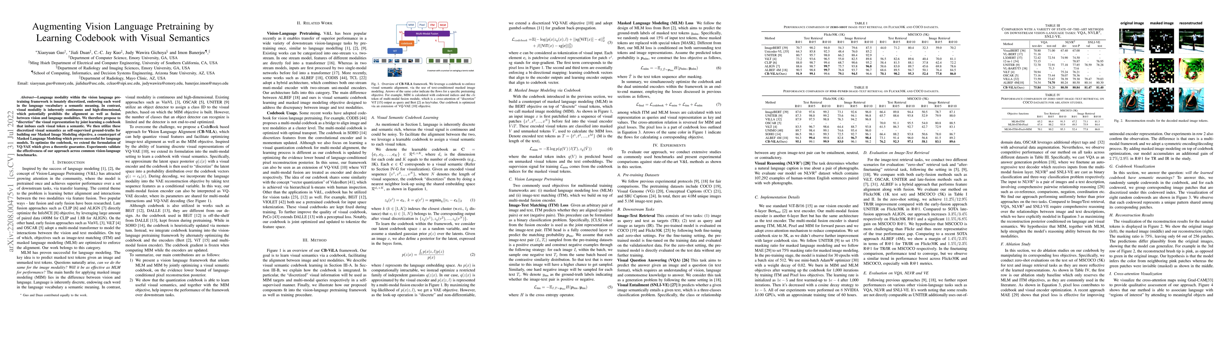 Thumbnail for Augmenting Vision Language Pretraining by Learning Codebook with Visual
  Semantics
