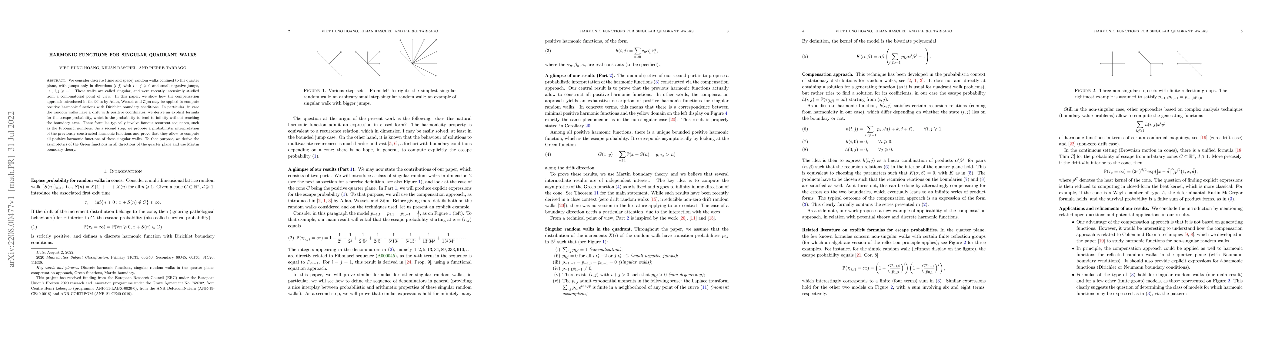 Thumbnail for Harmonic functions for singular quadrant walks