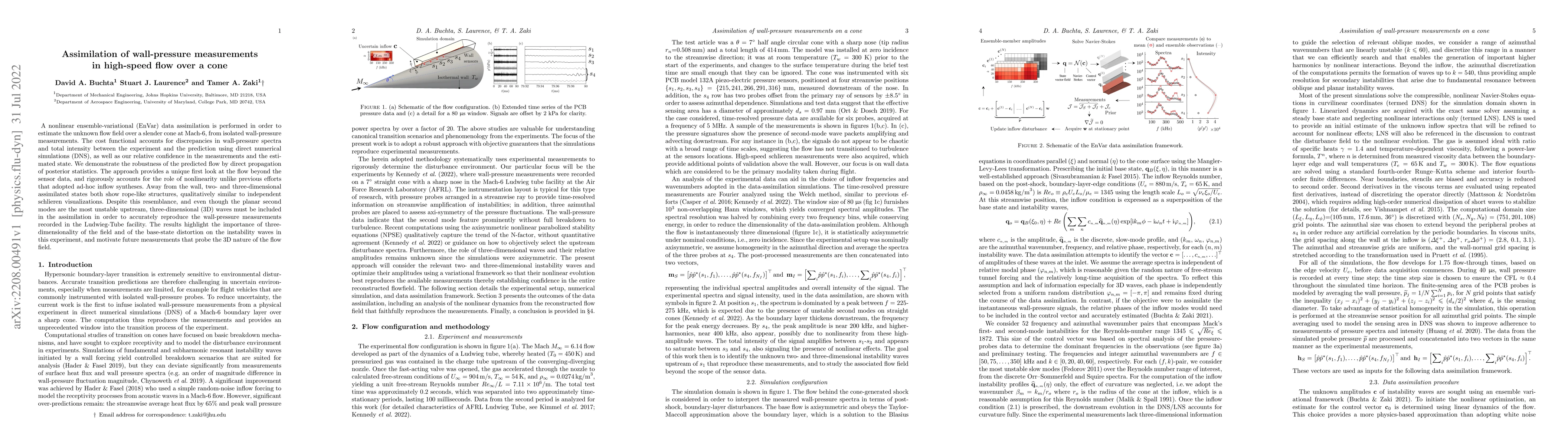 Thumbnail for Assimilation of wall-pressure measurements in high-speed flow over a
  cone