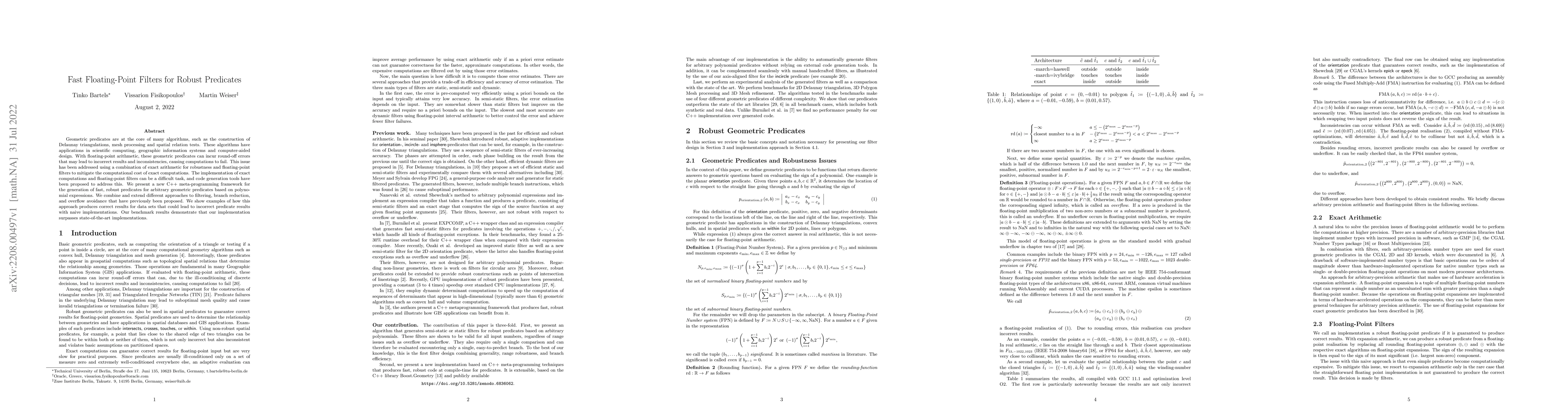 Thumbnail for Fast Floating-Point Filters for Robust Predicates