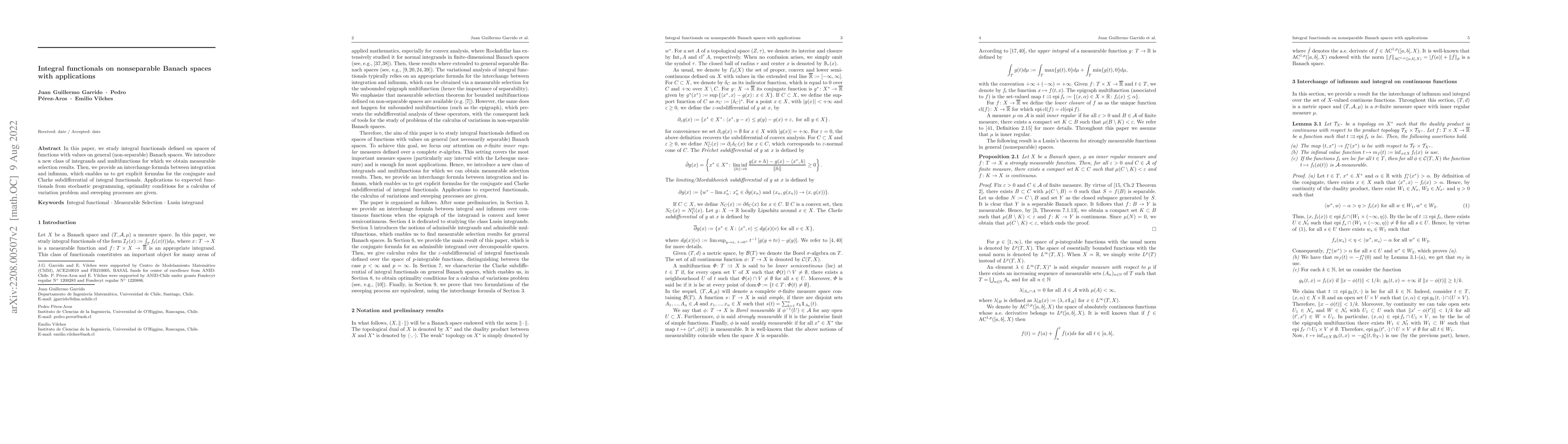 Thumbnail for Integral functionals on nonseparable Banach spaces with applications