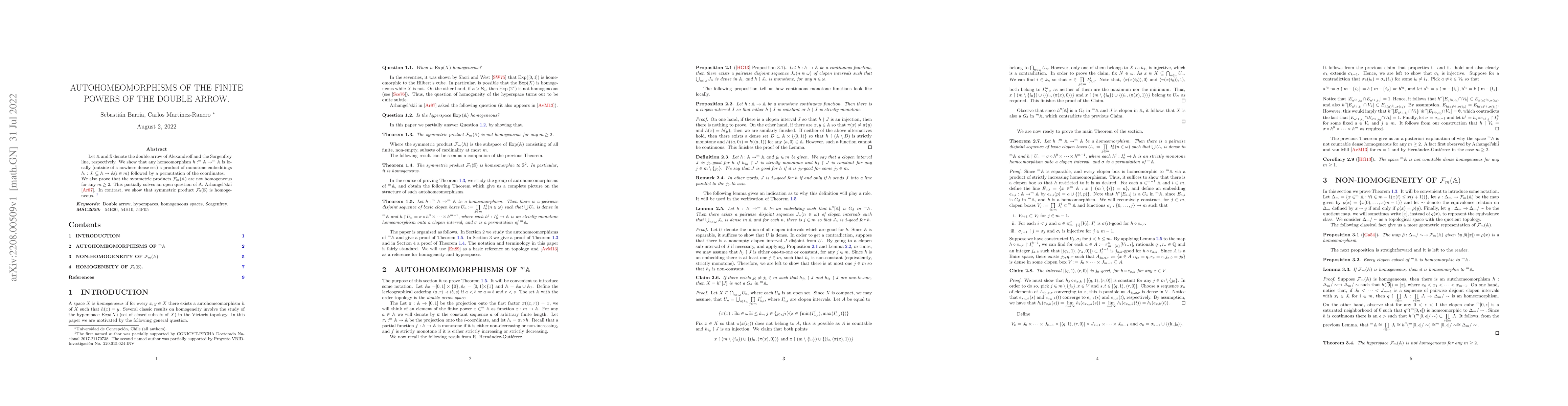 Thumbnail for Autohomeomorphisms of the finite powers of the double arrow