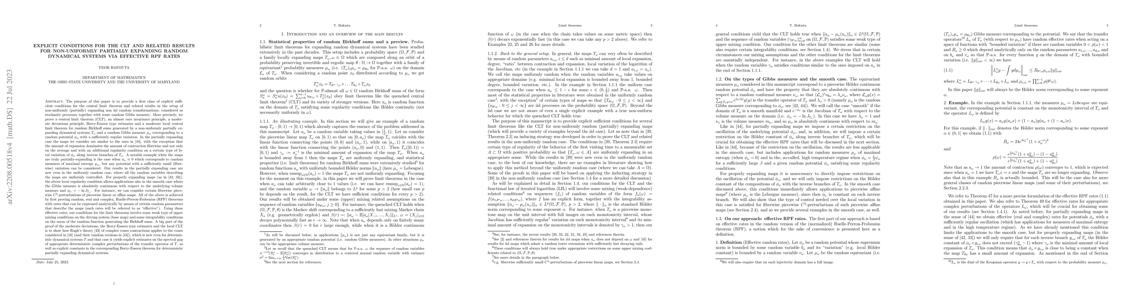 Thumbnail for Explicit conditions for the CLT and related results for non-uniformly
  partially expanding random dynamical systems via effective RPF rates