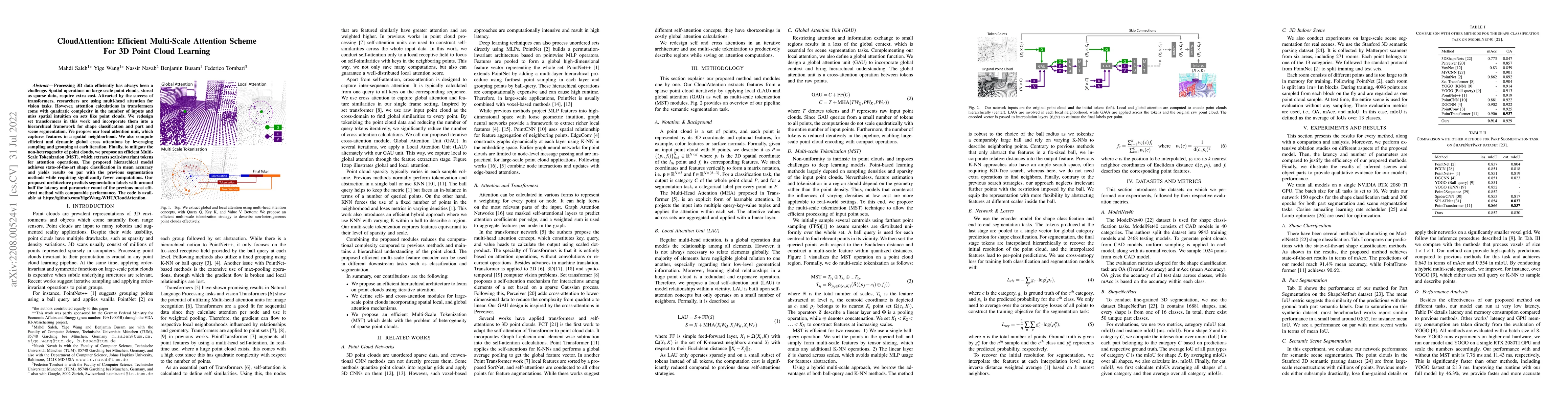 Thumbnail for CloudAttention: Efficient Multi-Scale Attention Scheme For 3D Point
  Cloud Learning
