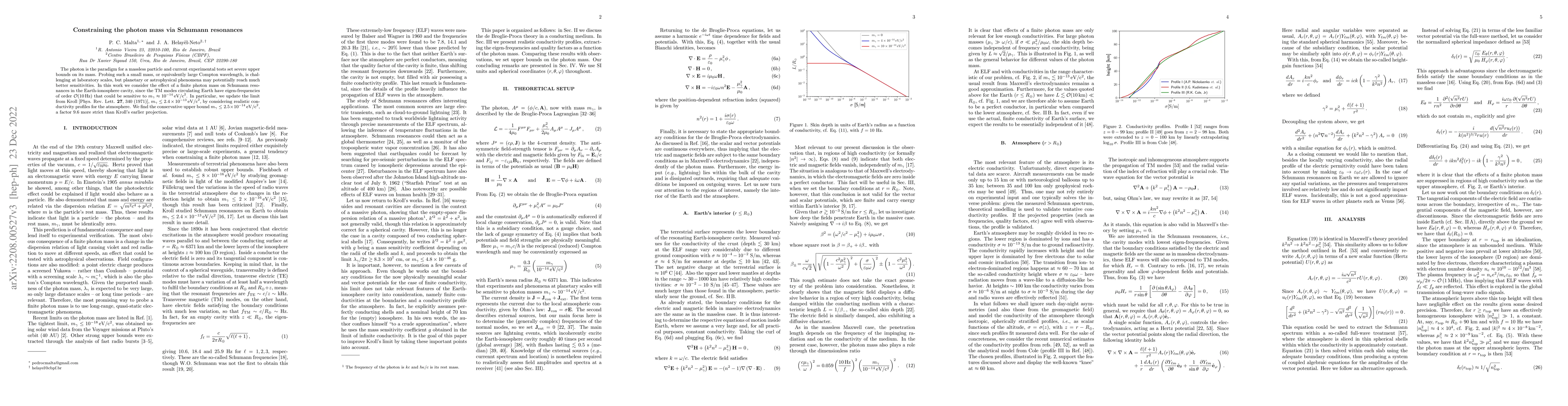 Thumbnail for Constraining the photon mass via Schumann resonances