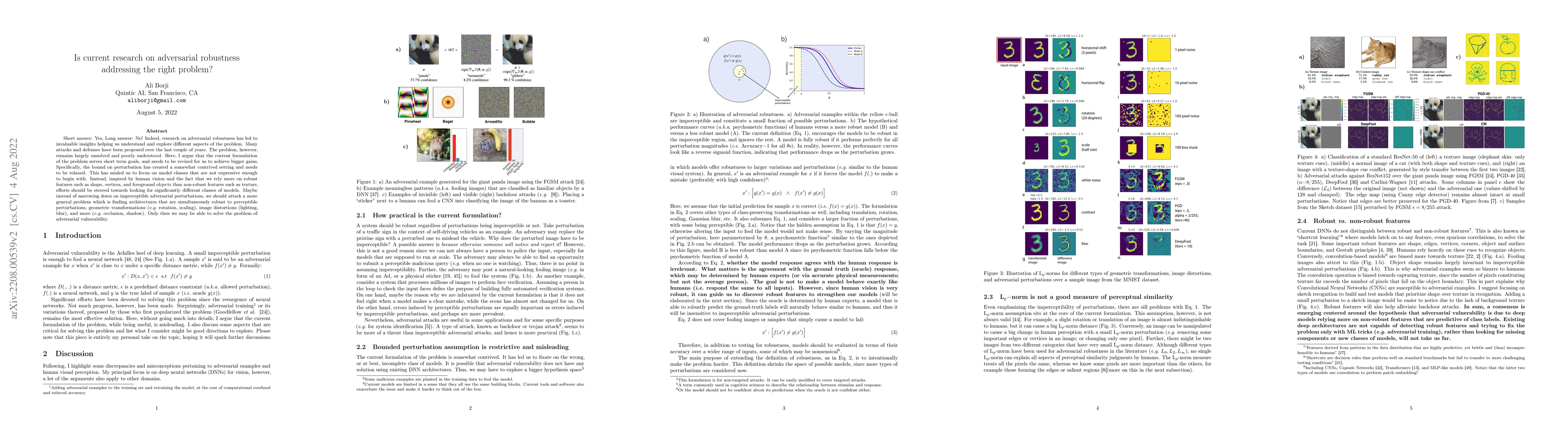 Thumbnail for Is current research on adversarial robustness addressing the right
  problem?