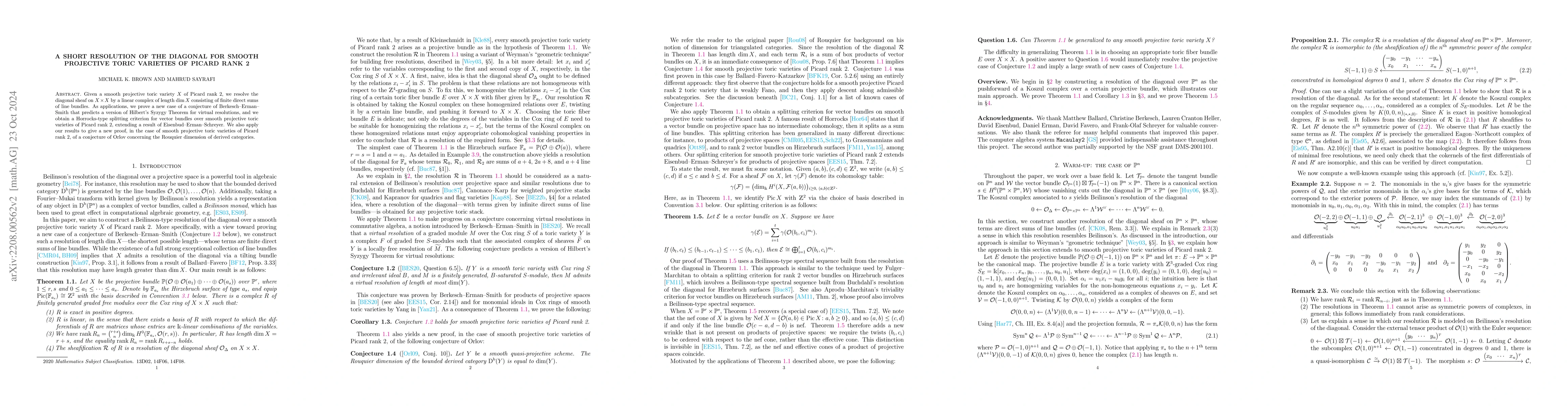 Thumbnail for A short resolution of the diagonal for smooth projective toric varieties
  of Picard rank 2