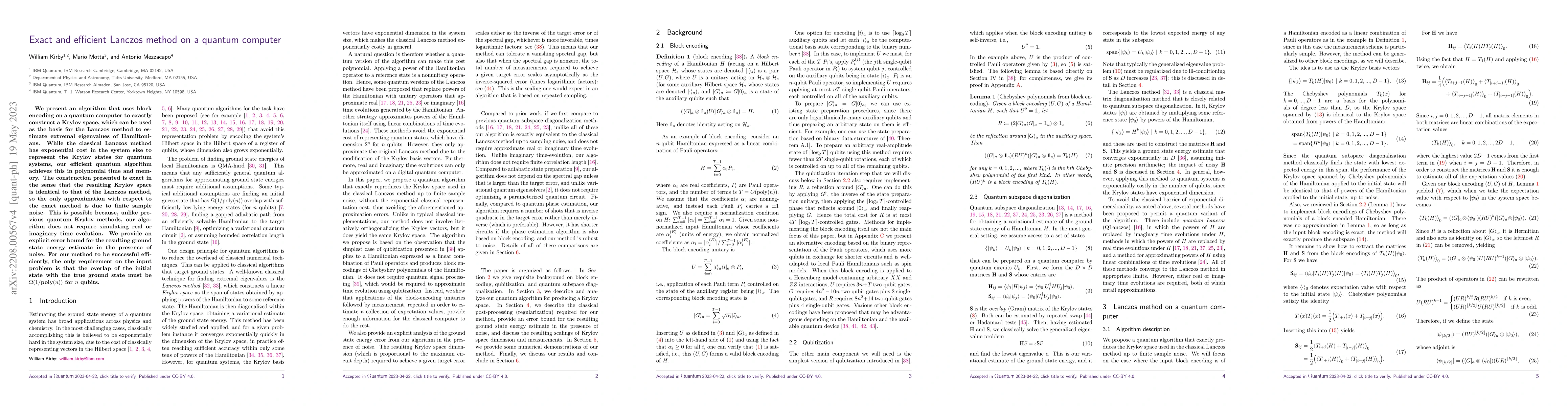 Thumbnail for Exact and efficient Lanczos method on a quantum computer