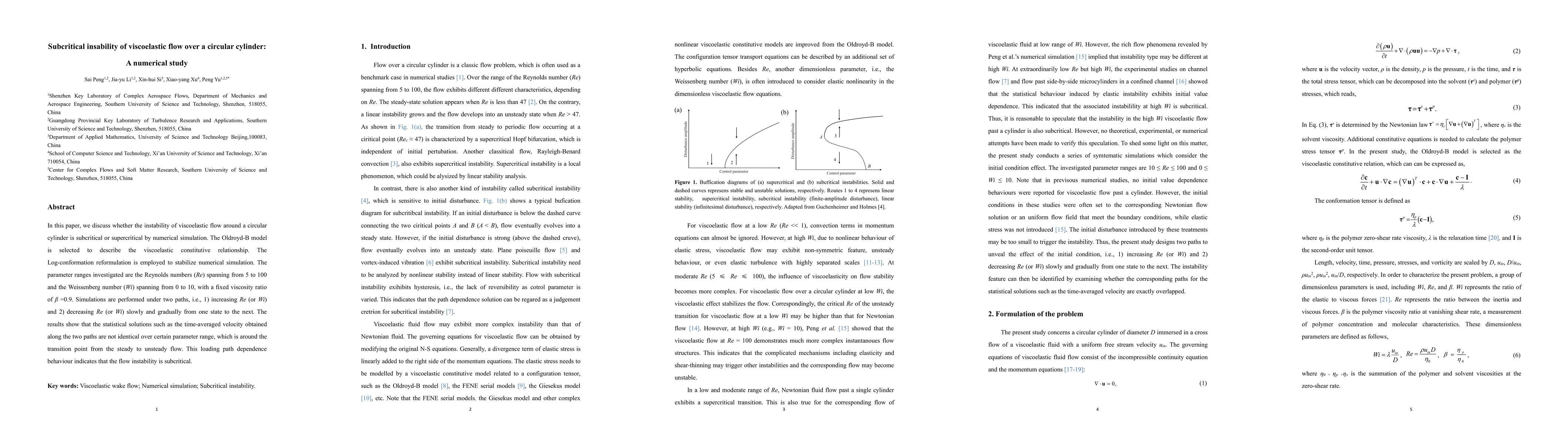 Thumbnail for Subcritical insability of viscoelastic flow over a circular cylinder: A
  numerical study