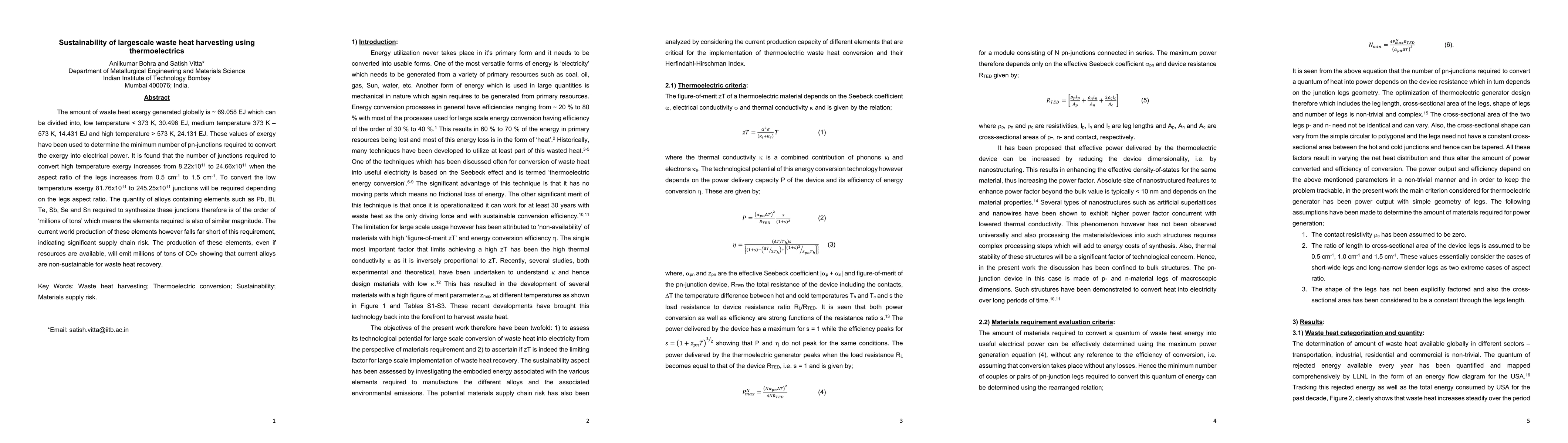 Thumbnail for Sustainability of large scale waste heat harvesting using thermoelectric