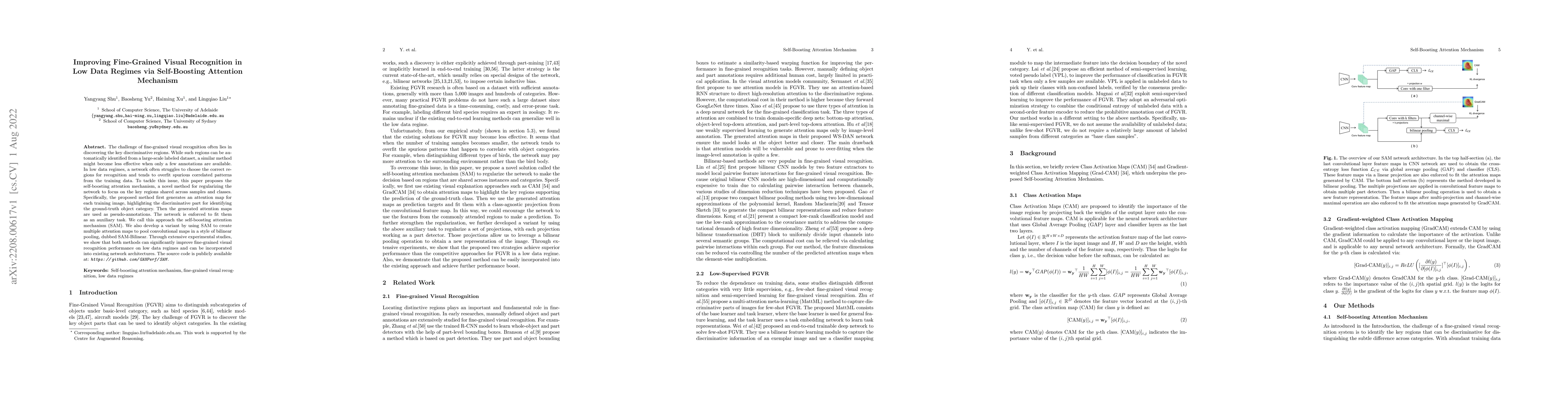 Thumbnail for Improving Fine-Grained Visual Recognition in Low Data Regimes via
  Self-Boosting Attention Mechanism