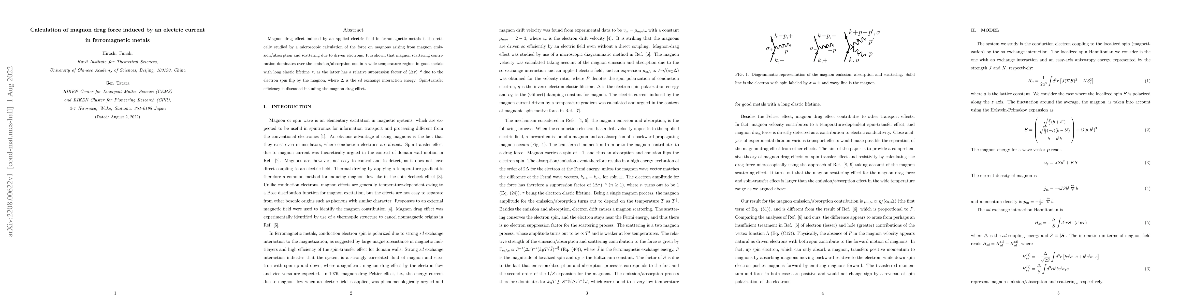 Thumbnail for Calculation of magnon drag force induced by an electric current in
  ferromagnetic metals