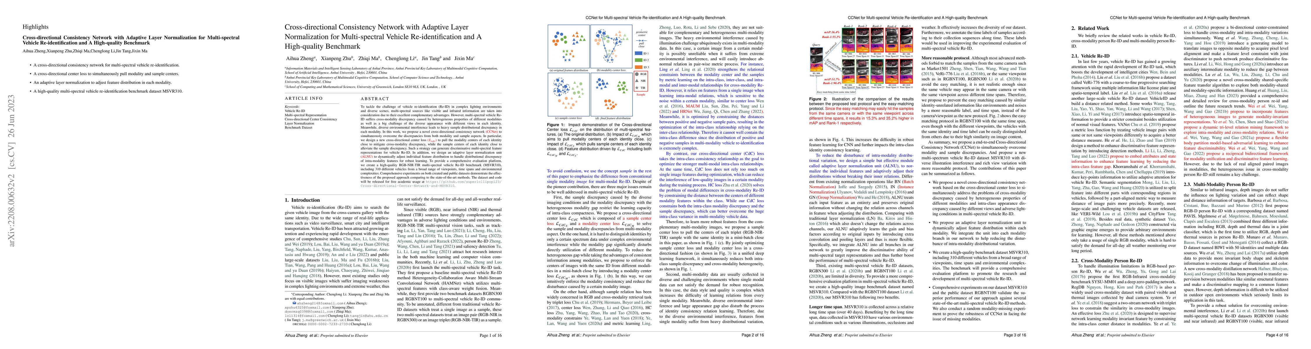 Thumbnail for Multi-spectral Vehicle Re-identification with Cross-directional
  Consistency Network and a High-quality Benchmark
