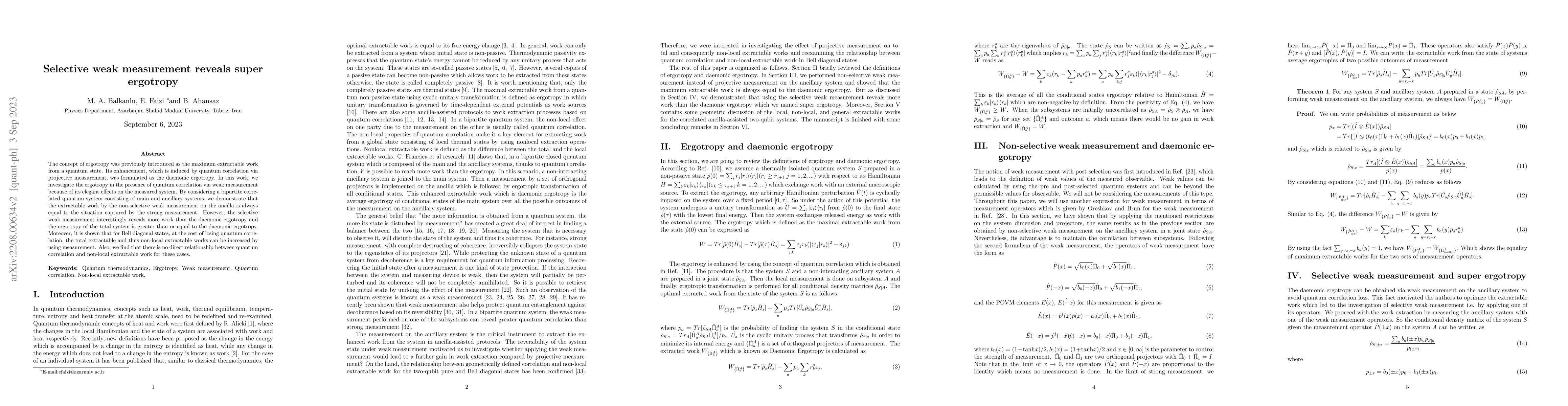 Thumbnail for Selective weak measurement reveals super ergotropy