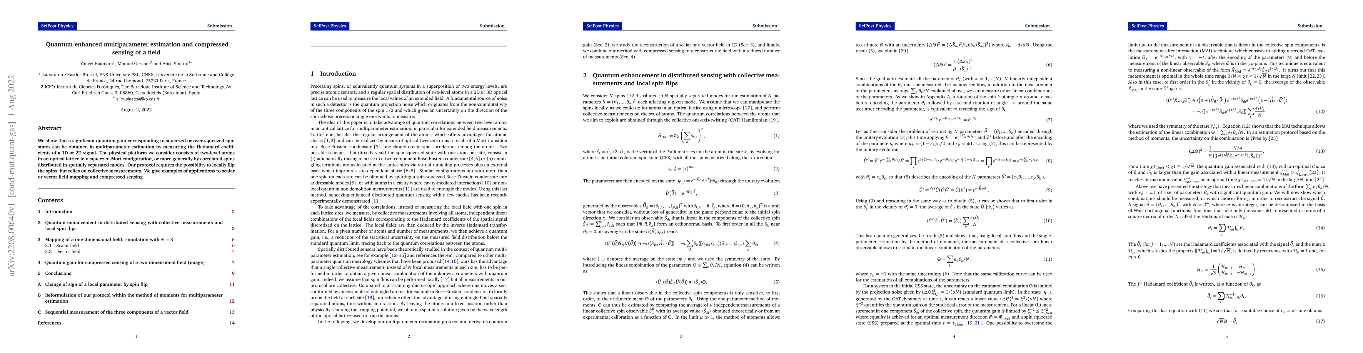 Thumbnail for Quantum-enhanced multiparameter estimation and compressed sensing of a
  field