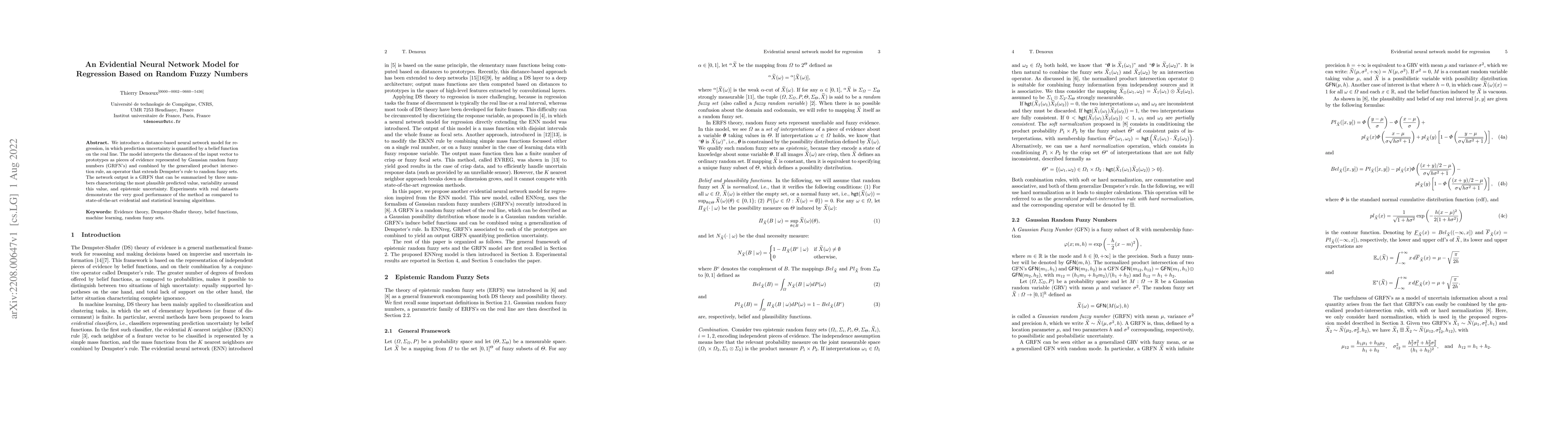 Thumbnail for An Evidential Neural Network Model for Regression Based on Random Fuzzy
  Numbers