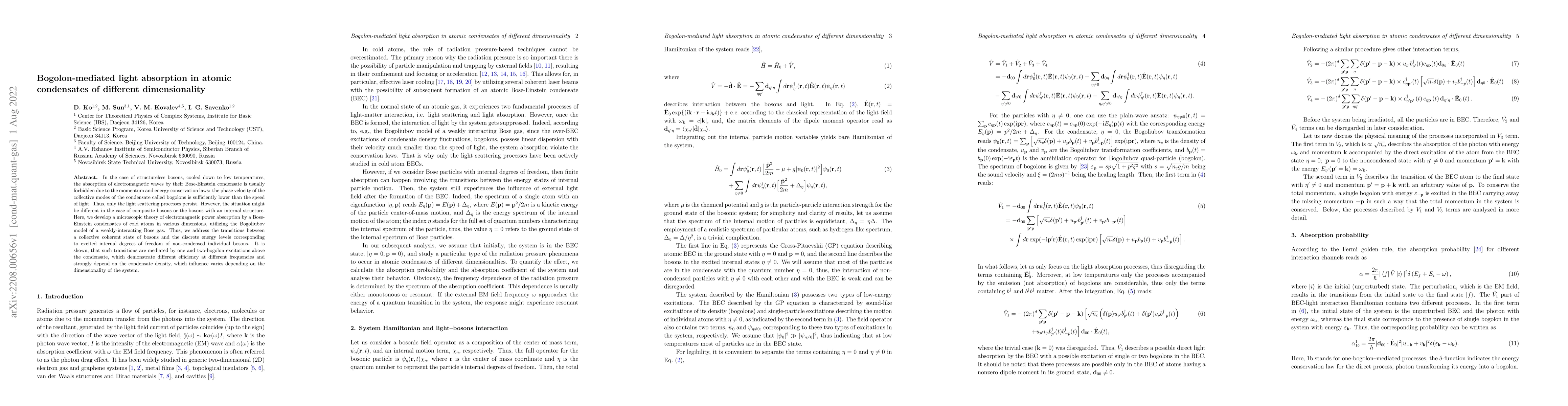 Thumbnail for Bogolon-mediated light absorption in atomic condensates of different
  dimensionality