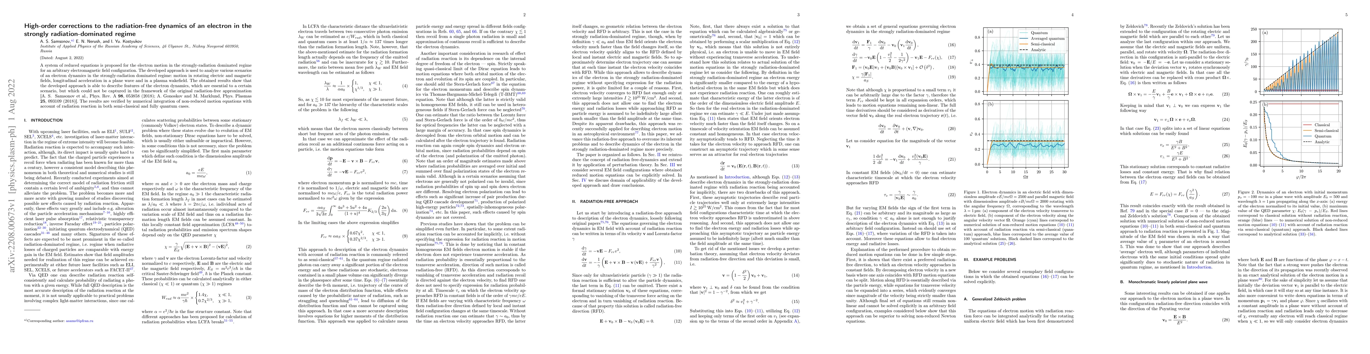 Thumbnail for High-order corrections to the radiation-free dynamics of an electron in
  the strongly radiation-dominated regime