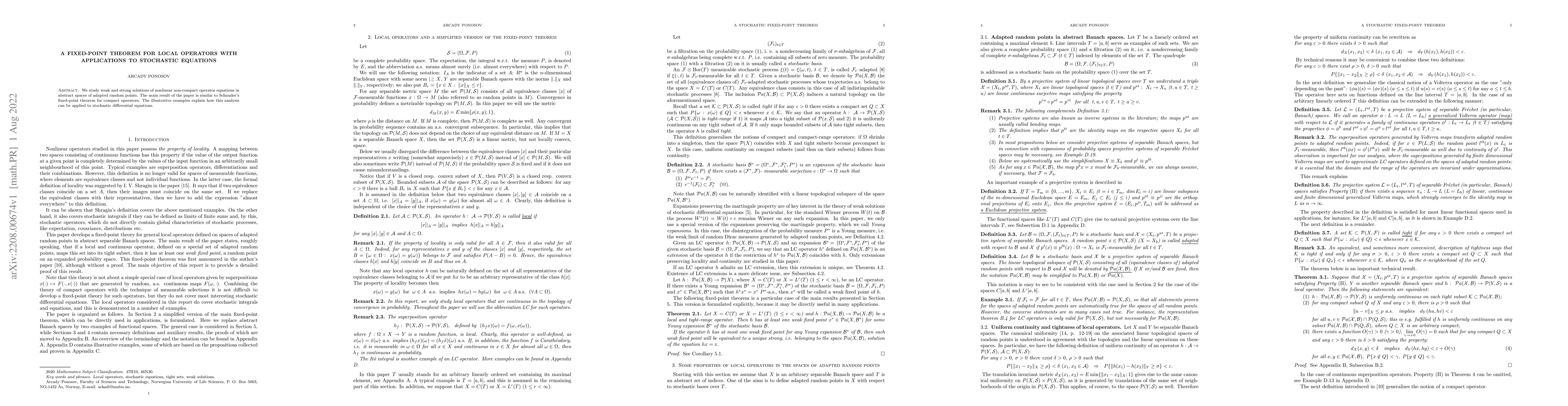 Thumbnail for A fixed-point theorem for local operators with applications to
  stochastic equations