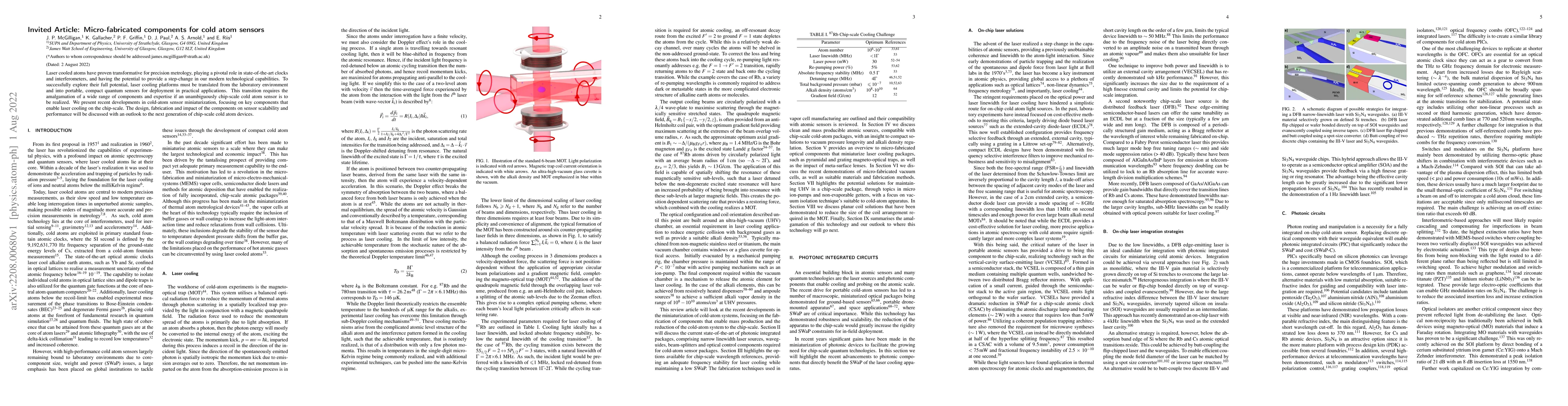 Thumbnail for Invited Review: Micro-fabricated components for cold atom sensors