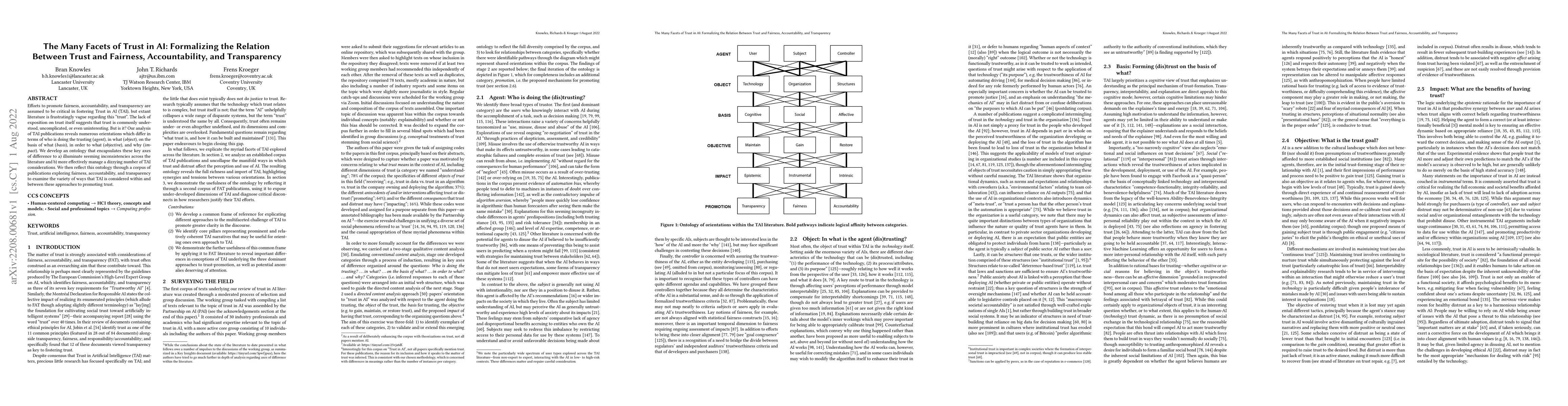 Thumbnail for The Many Facets of Trust in AI: Formalizing the Relation Between Trust
  and Fairness, Accountability, and Transparency