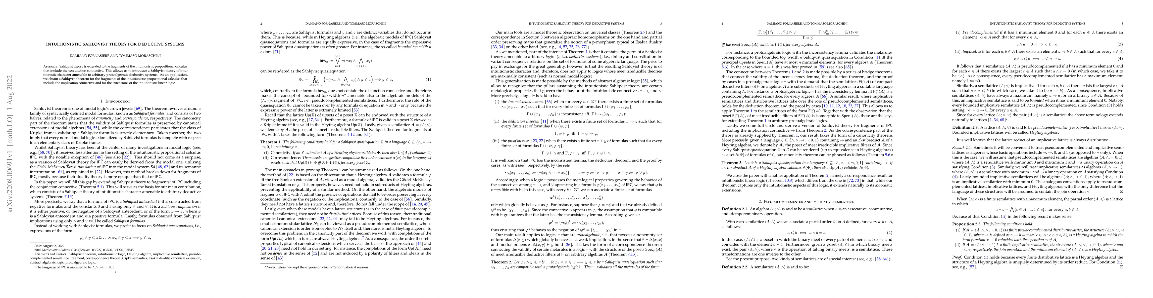 Thumbnail for Intuitionistic Sahlqvist theory for deductive systems