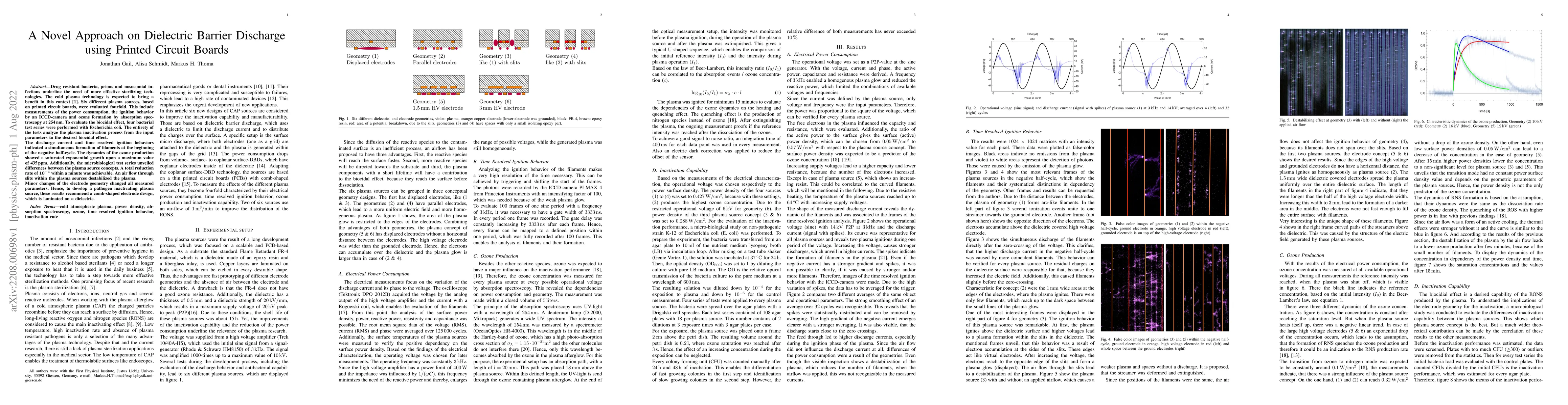 Thumbnail for A Novel Approach on Dielectric Barrier Discharge using Printed Circuit
  Boards