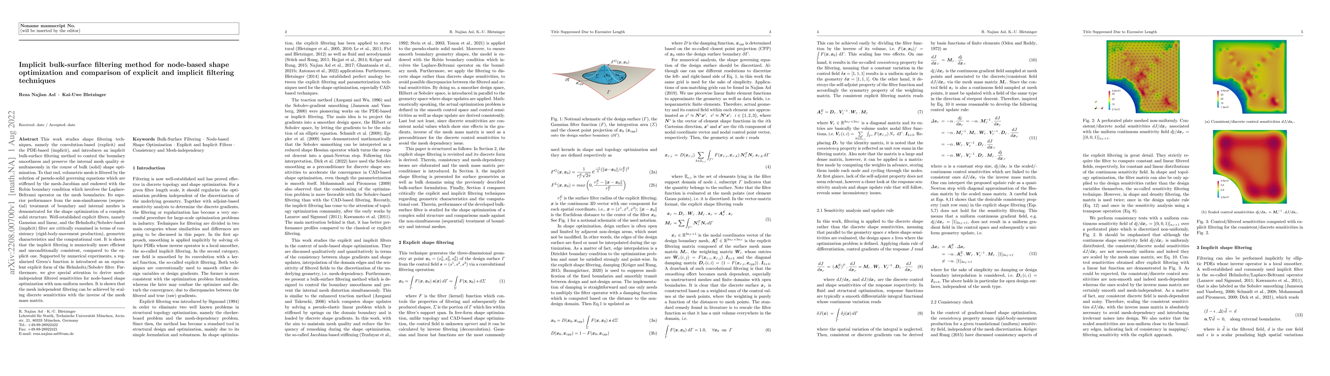 Thumbnail for Implicit bulk-surface filtering method for node-based shape optimization
  and comparison of explicit and implicit filtering techniques