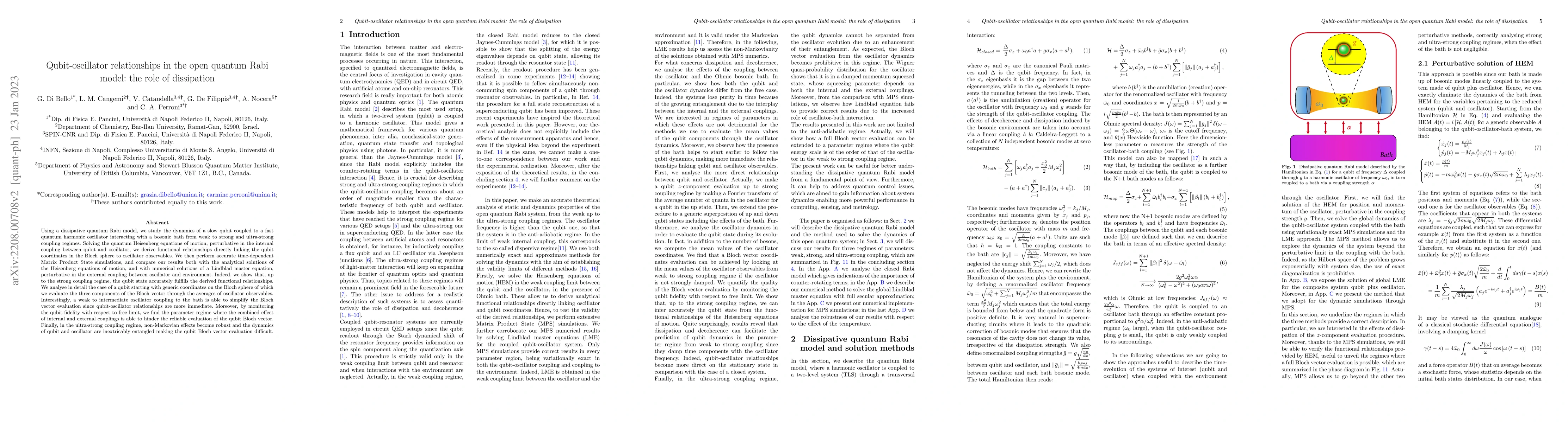 Thumbnail for Qubit-oscillator relationships in the open quantum Rabi model: the role
  of dissipation