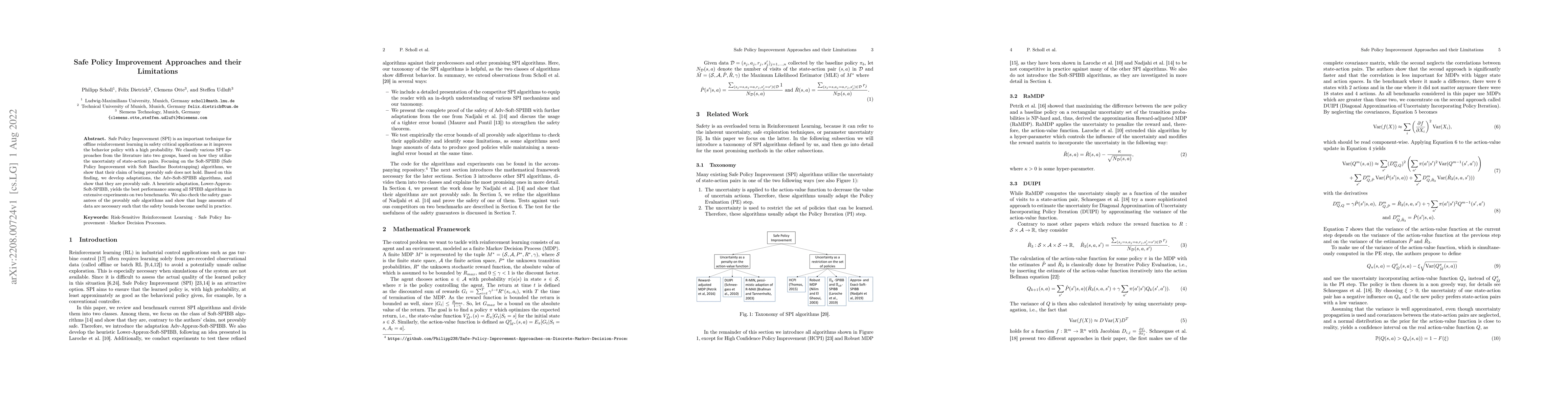 Thumbnail for Safe Policy Improvement Approaches and their Limitations