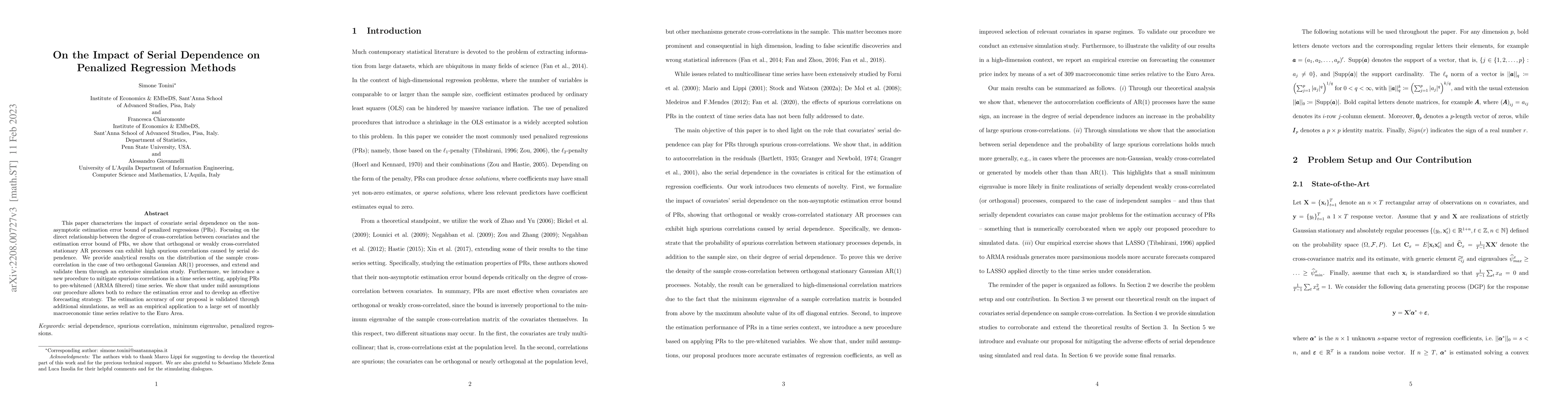 Thumbnail for On the Impact of Serial Dependence on Penalized Regression Methods