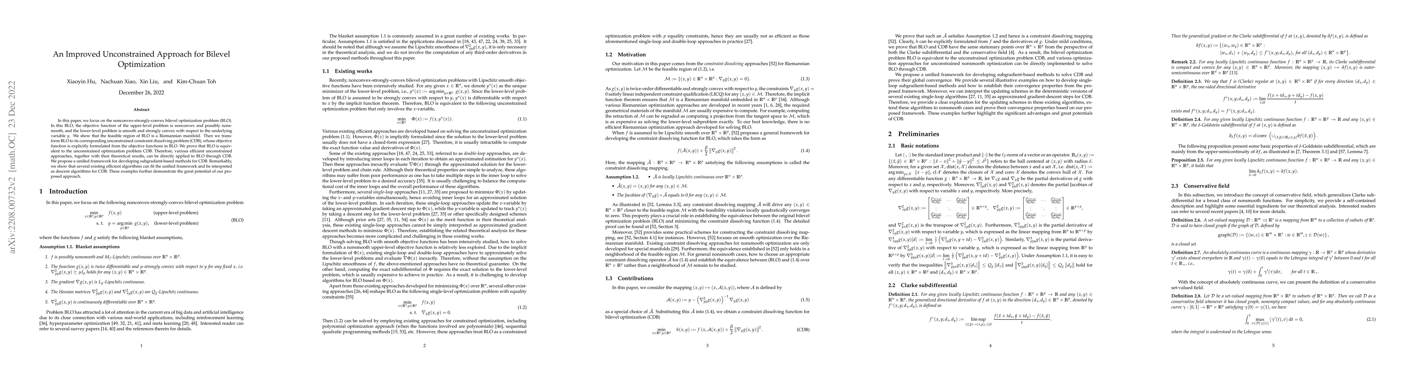 Thumbnail for An Improved Unconstrained Approach for Bilevel Optimization