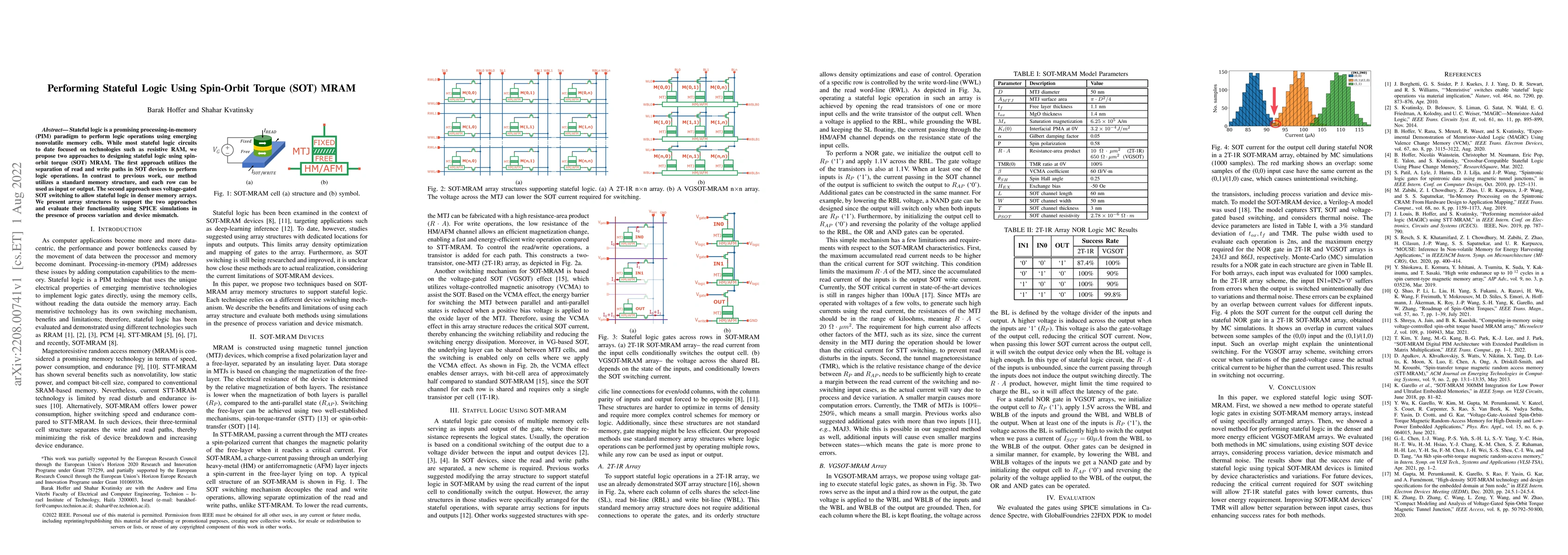 Thumbnail for Performing Stateful Logic Using Spin-Orbit Torque (SOT) MRAM